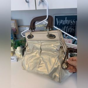 Francesco Biasia Gold/Brown Canvas
Leather Doctor/Shoulder Bag